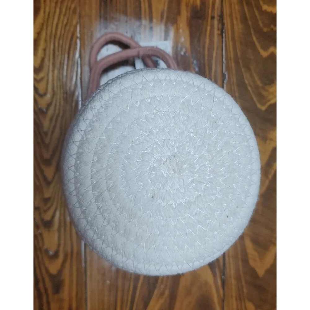 2ct Hanging Rope Baskets Cream/pink(rose) flower pot , herb, great for any plant